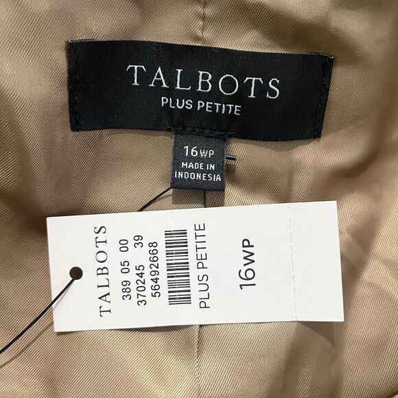 Talbots Womens Size 16WP Tweed Fringe Blazer Jacket Tan White Office Career - Picture 12 of 13
